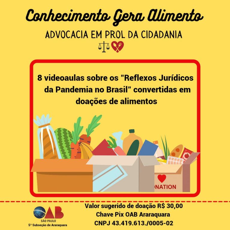 A 5ª Subseção da OAB lança o projeto “CONHECIMENTO GERA ALIMENTO”