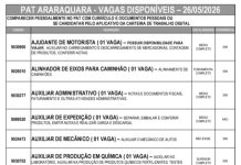 Confira as vagas disponíveis no Posto de Atendimento ao Trabalhador (PAT) de Araraquara
