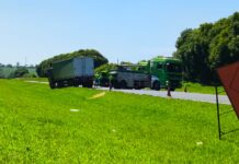 Caminhão sai da pista e atrapalha o trânsito na Rodovia Washington Luís