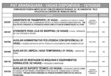 Confira as vagas de emprego no Posto de Atendimento ao Trabalhador (PAT) Araraquara